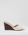 Ann Taylor Leather Skinny Strap Leather Wedge Mules In Light Sand