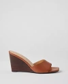 Ann Taylor Leather Skinny Strap Leather Wedge Mules In Smoked Paprika