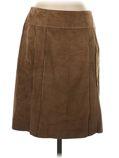 Pre-owned Ann Taylor Leather Skirt In Tan