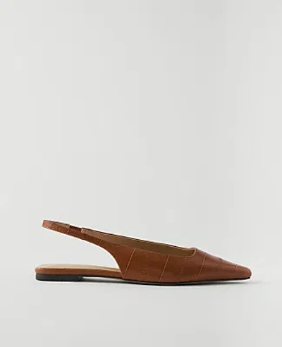 Ann Taylor Leather Slingback Flat In Brown