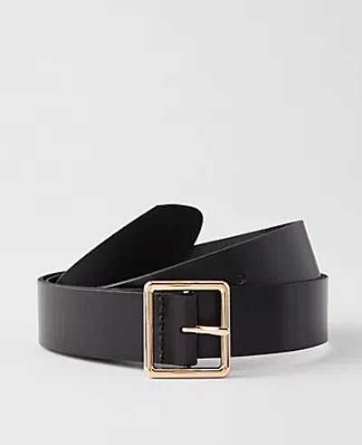 Ann Taylor Leather Square Buckle Belt In Black