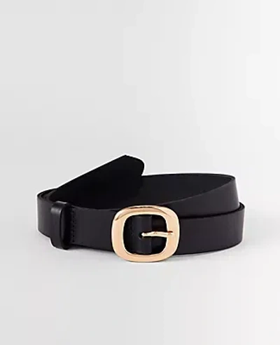 Ann Taylor Leather Square Buckle Belt In Black