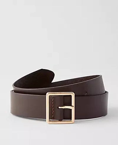 Ann Taylor Leather Square Buckle Belt In Brown