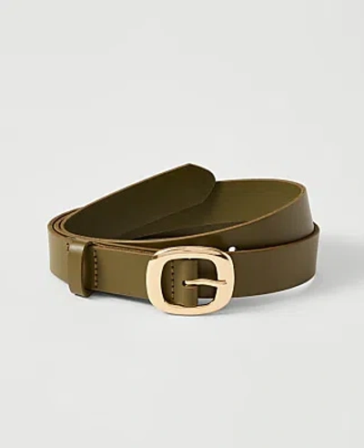 Ann Taylor Leather Square Buckle Belt In Green