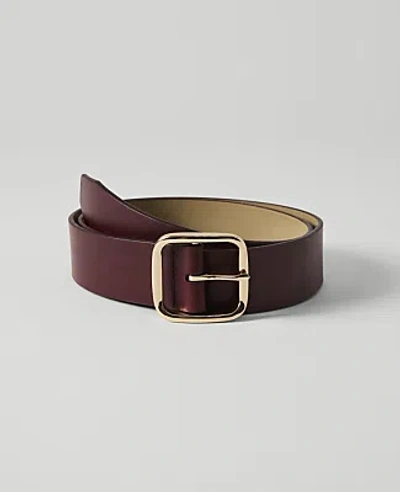 Ann Taylor Leather Square Buckle Belt In Rich Merlot