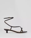 Ann Taylor Leather Strappy Ankle Wrap Kitten Heel Sandals In Black
