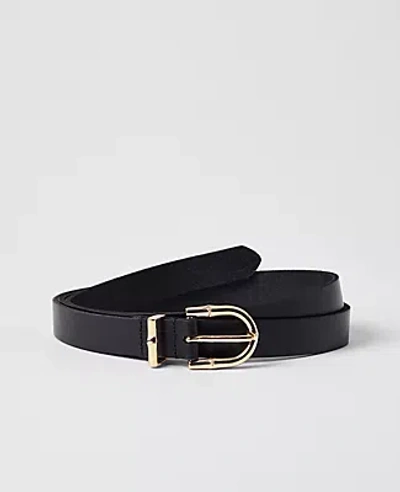 Ann Taylor Leather Textured Square Buckle Belt In Black