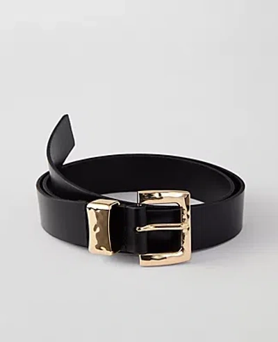 Ann Taylor Leather Textured Square Buckle Belt In Black