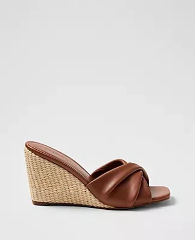 Ann Taylor Leather Wedge Sandal In Brown