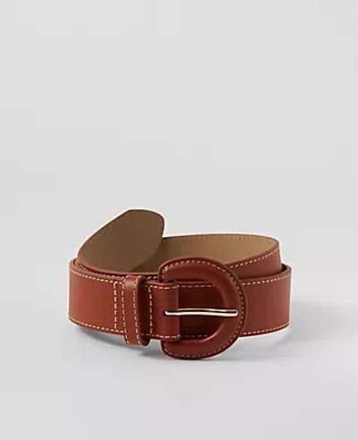 Ann Taylor Leather Wrapped Buckle Belt In Midnight Mahogany