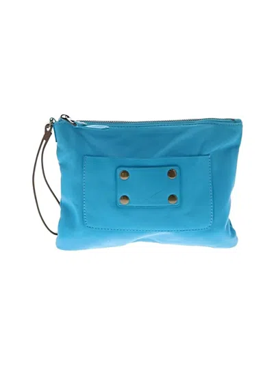 Pre-owned Ann Taylor Leather Wristlet In Blue
