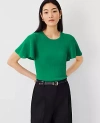 Ann Taylor Lightweight Flare Sleeve Sweater In Jolly Green