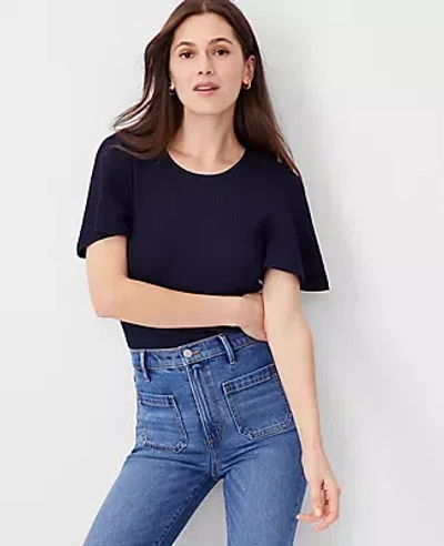 Ann Taylor Lightweight Flare Sleeve Sweater In Night Sky