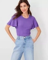 Ann Taylor Lightweight Flare Sleeve Sweater In Purple Garnet