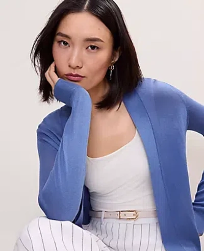 Ann Taylor Lightweight Open Cardigan In Blue