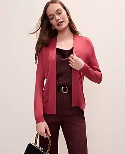 Ann Taylor Lightweight Open Cardigan In Red