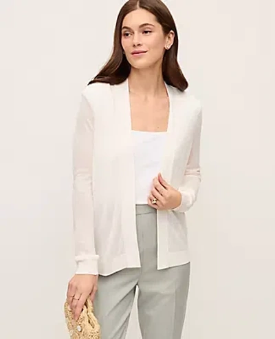Ann Taylor Lightweight Open Cardigan In White