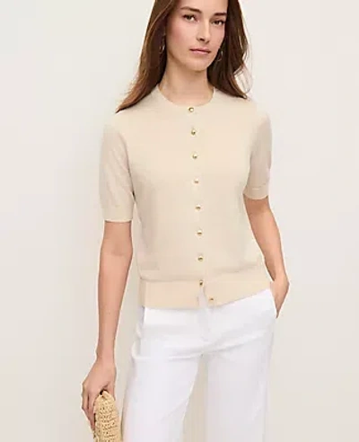 Ann Taylor Linen Blend Ann Cardigan In Nude
