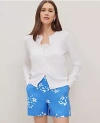 Ann Taylor Linen-blend Ann Cardigan In White