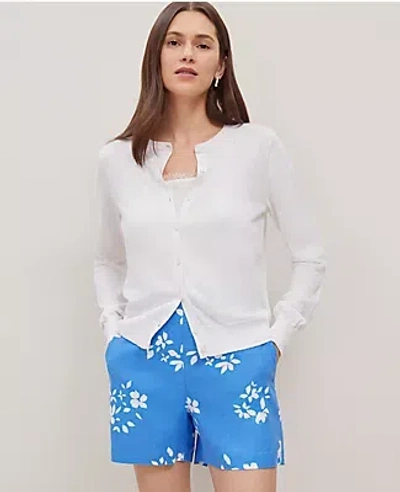 Ann Taylor Linen-blend Ann Cardigan In White
