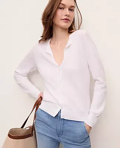 Ann Taylor Linen Blend Ann Cardigan In White