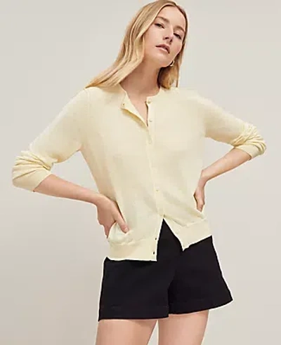 Ann Taylor Linen-blend Ann Cardigan In Yellow Buttercream