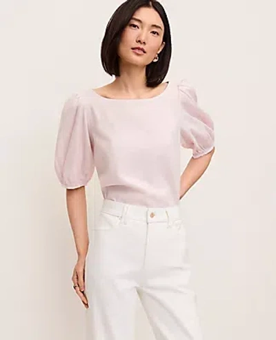 Ann Taylor Linen Blend Boatneck Popover Top