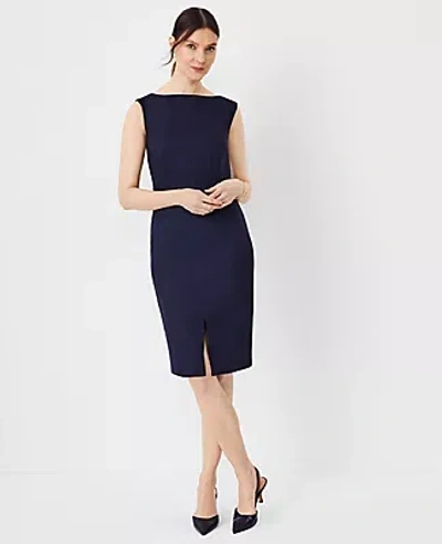 Ann Taylor Linen Blend Boatneck Sheath Dress In Night Sky