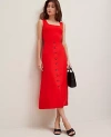Ann Taylor Petite Linen-blend Button Maxi Skirt