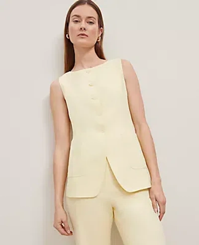 Ann Taylor Linen-blend Long Vest In Yellow Buttercream