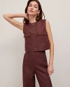 Ann Taylor Petite Linen-blend Patch Pocket Vest