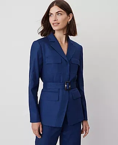 Ann Taylor Linen-blend Safari Jacket In Calm Shores