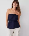 Ann Taylor Linen-blend Strapless Top In Night Sky