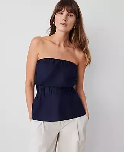 Ann Taylor Linen-blend Strapless Top In Night Sky