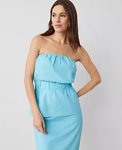 Ann Taylor Linen-blend Strapless Top In Sea Isle