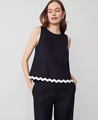Ann Taylor Linen-blend Tank Top In Black