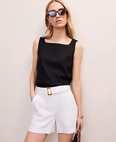 Ann Taylor Linen Blend Tank Top In Black