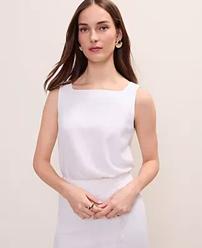 Ann Taylor Linen Blend Tank Top In White