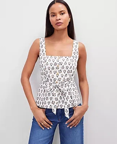 Ann Taylor Linen Blend Tie Waist Top