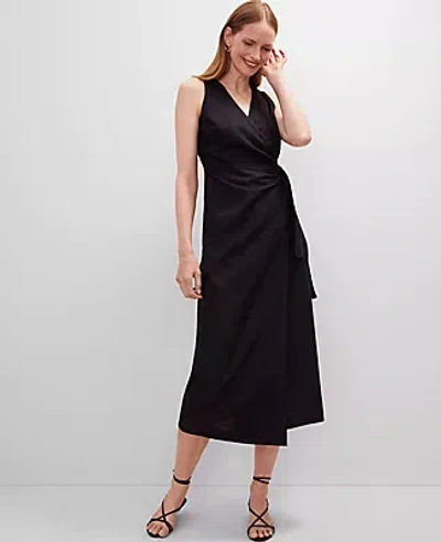 Ann Taylor Linen Blend V-neck Wrap Dress