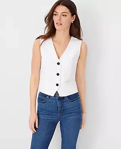 Ann Taylor Linen Blend Vest In White