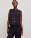 Ann Taylor Linen Sleeveless Shirt In Black