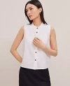 Ann Taylor Linen Sleeveless Shirt In White