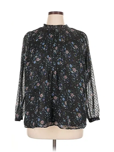 Pre-owned Ann Taylor Loft 3/4 Sleeve Blouse In Black