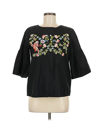Pre-owned Ann Taylor Loft 3/4 Sleeve Blouse In Black
