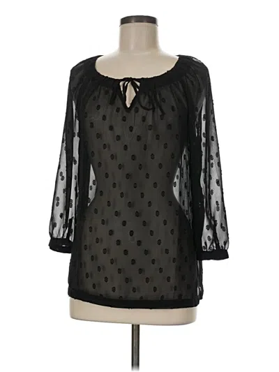 Pre-owned Ann Taylor Loft 3/4 Sleeve Blouse In Black