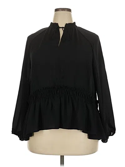 Pre-owned Ann Taylor Loft 3/4 Sleeve Blouse In Black