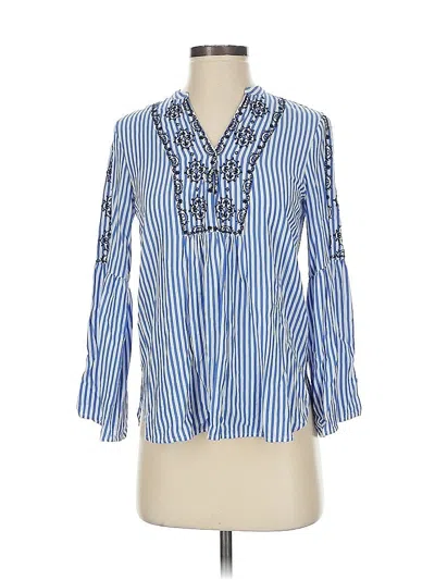 Pre-owned Ann Taylor Loft 3/4 Sleeve Blouse In Blue