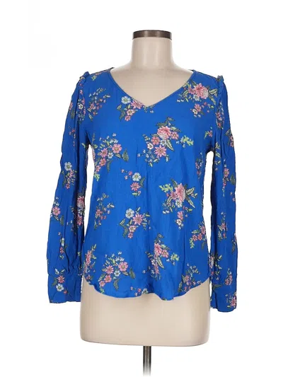Pre-owned Ann Taylor Loft 3/4 Sleeve Blouse In Blue