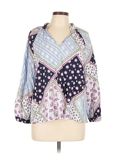 Pre-owned Ann Taylor Loft 3/4 Sleeve Blouse In Blue